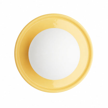 Solna Round Glass Wall Sconce with Ceramic Base—Minimalist Lighting for Bedroom or Hallway