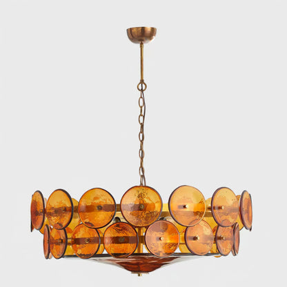 Lorenzo Halo Disc Vintage‑Modern Chandelier – Dining Room Statement Light