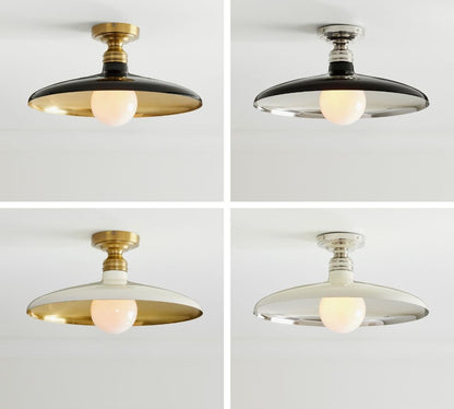 Forvara Farmhouse Metal Flush Mount Light - Black or White Ceiling Lamp