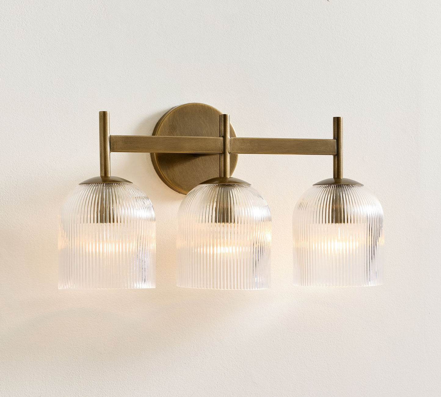 Bravira Ribbed Glass Sconce - Metal Wall Light with Clear Glass Shade