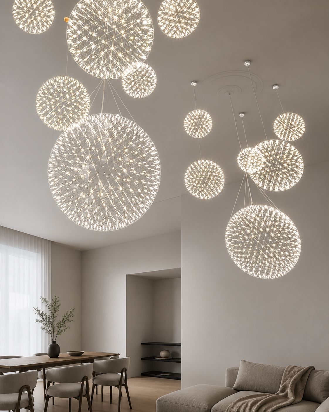Silver Spark Ball Pendant Light