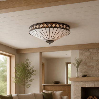 TF Fargo Geometrische Deckenleuchte – Handgefertigte Art-Deco-Lampe aus Buntglas für den Eingangsbereich