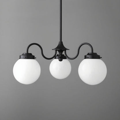 Glorica Glass Vintage Globe Chandelier - Brass 3-Light Frosted Glass Hanging Fixture
