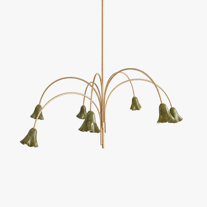 Bellina Modern Romantic Chandelier - Botanical Lily Design with Glass Flowers