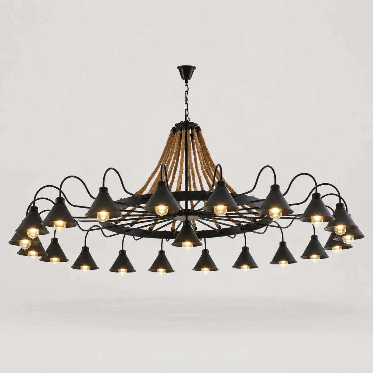 Rustic farmhouse rope chandelier