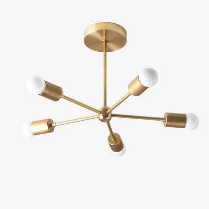 Mobilux Line Mid Century Gold Sputnik Chandelier - Geometric Brass Fixture
