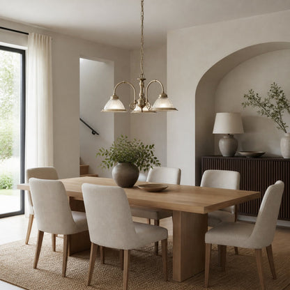 TF Vintora Pendelleuchte aus geripptem Glas – Elegante Metallumrandung für Küchen, Essbereiche und Flure