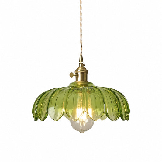 Petalbloom Rustic Tulip Glass Pendant Light – Floral Bud Design Hanging Lamp for Dining Area N58
