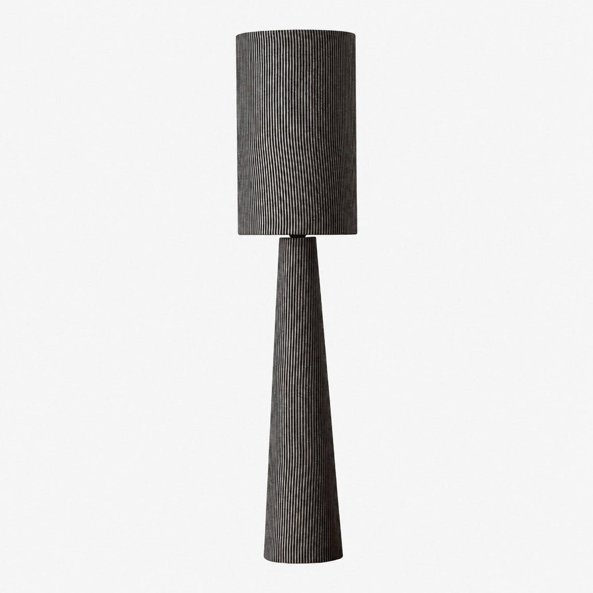 Gray Striped Fabric Floor Lamp