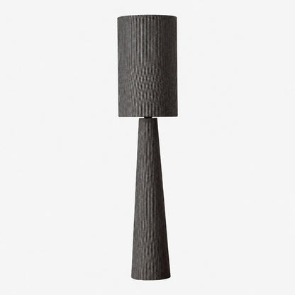 Gray Striped Fabric Floor Lamp