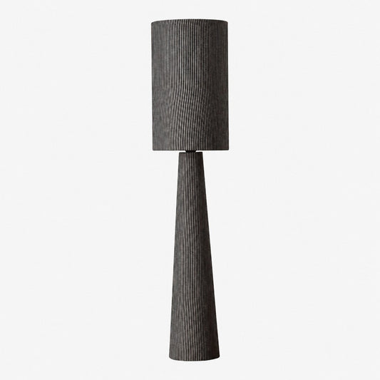 Gray Striped Fabric Floor Lamp
