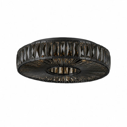 Glomar Glass Round Flush Ceiling Light - Modern Metal Glass Finish Living Areas