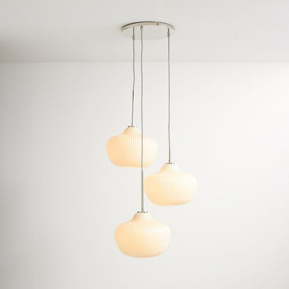 Rivrona Ribbed Glass 3-Light Chandelier - Sculptural Modern Lighting for Home