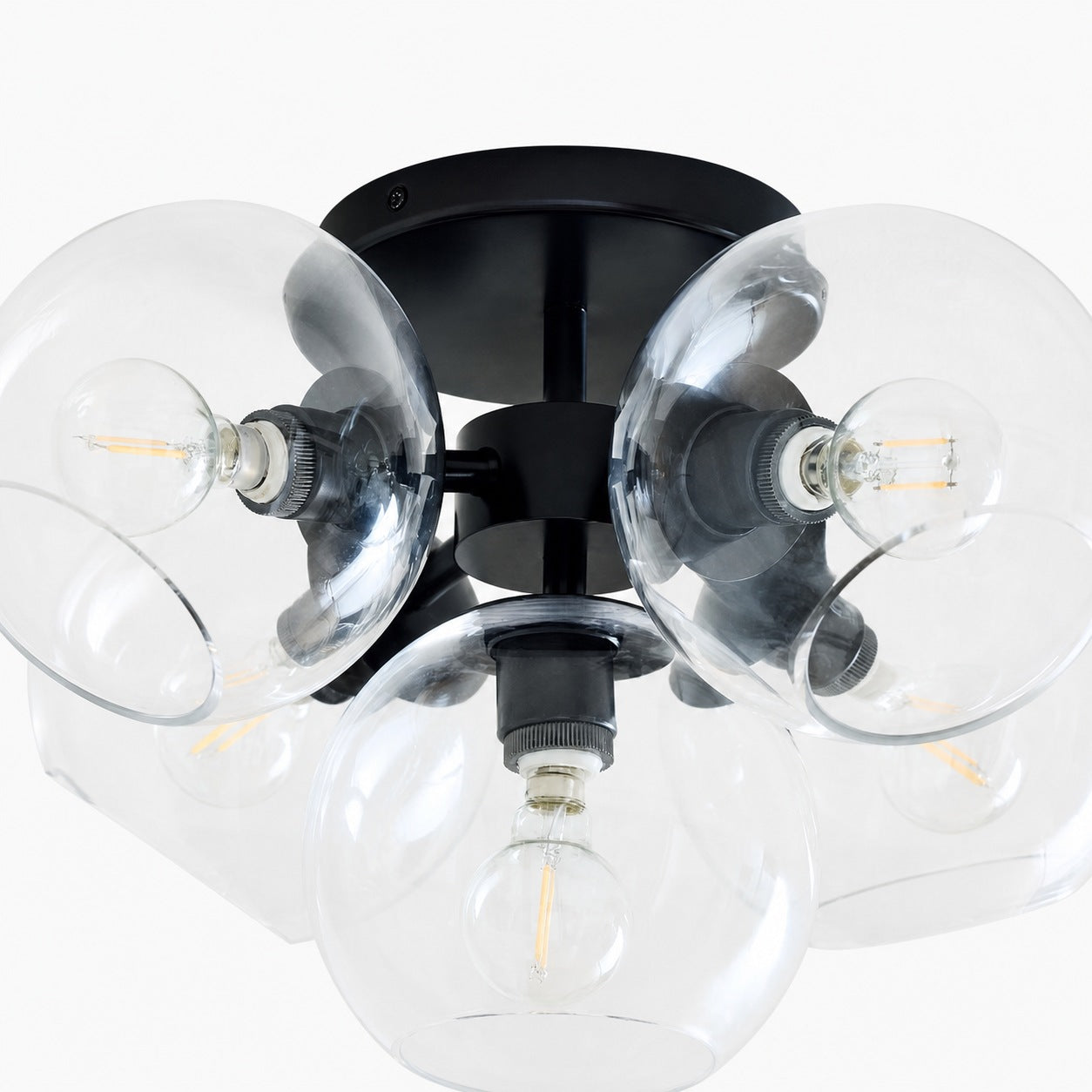 Brina Glass 5-Light Flush Mount - Minimalist Glass Ceiling Fixture