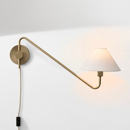 Diora Adjustable-arm Wall Sconce with Linen Shade - Versatile Wall Lamp for Bedroom or Hallway