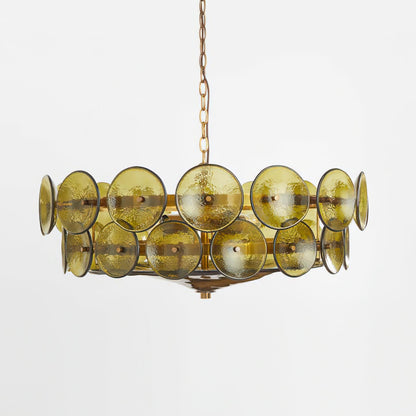 Lorenzo Halo Disc Vintage‑Modern Chandelier – Dining Room Statement Light