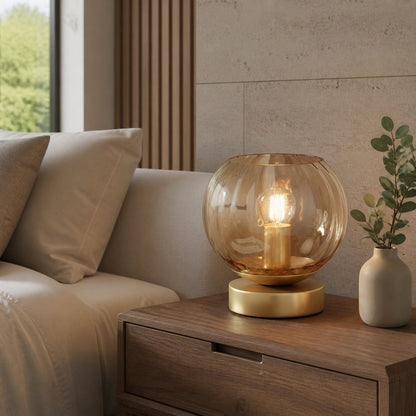 Tracian Moderne Dimple Globe Tischleuchte – Dekorative Messing-Ambienteleuchte für Schlafzimmer oder Wohnzimmer