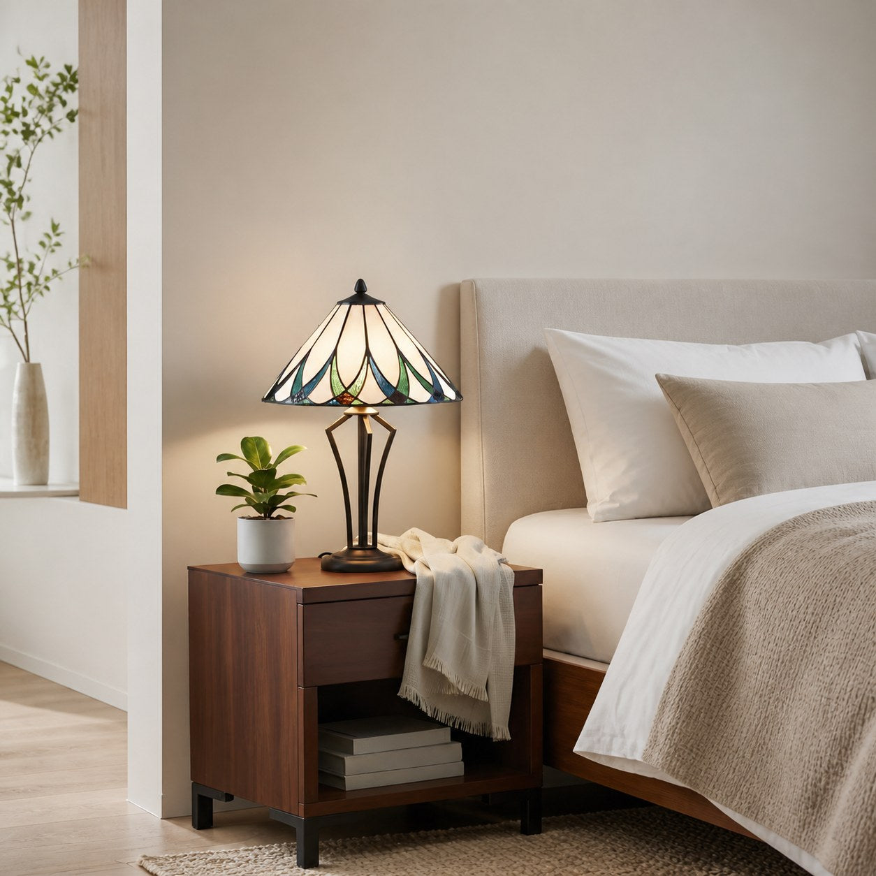 TF Allanton Water Ripple Glas-Tischleuchte – Klassischer Stil für Wohnzimmer, Schlafzimmer oder Arbeitszimmer