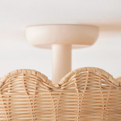 Olvara Rattan Bubble Flush Mount - Chic Ceiling Lamp for Home
