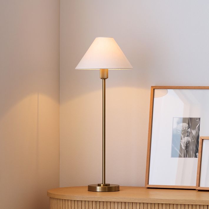 Diora Tischlampe und Stehlampe - Moderner Linear Stil Eleganter Leinen Lampenschirm für Wohnzimmer