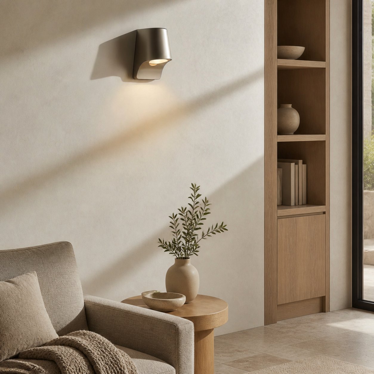 Minimalistische Wandlaterne von Rivathis aus Metall in Zinnoptik – Stilvolle Verandaleuchte, ideal für Eingangsbereich oder Garten
