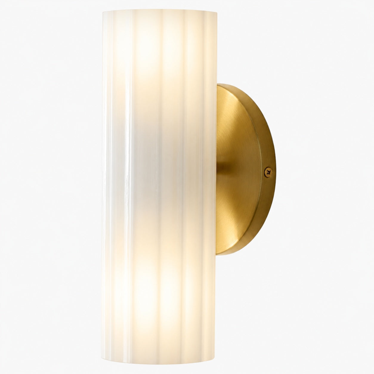 Trenia Stahl-Wandleuchte mit Milchglasschirm – Vertikal geripptes Design
