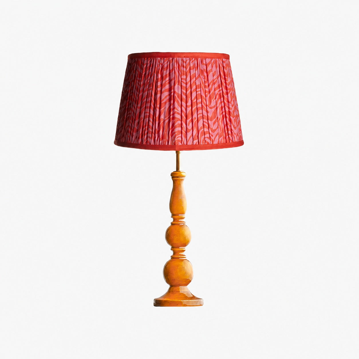 Grainora Table Lamp with Wooden Grain Base – Fabric Lampshade for Living Rooms