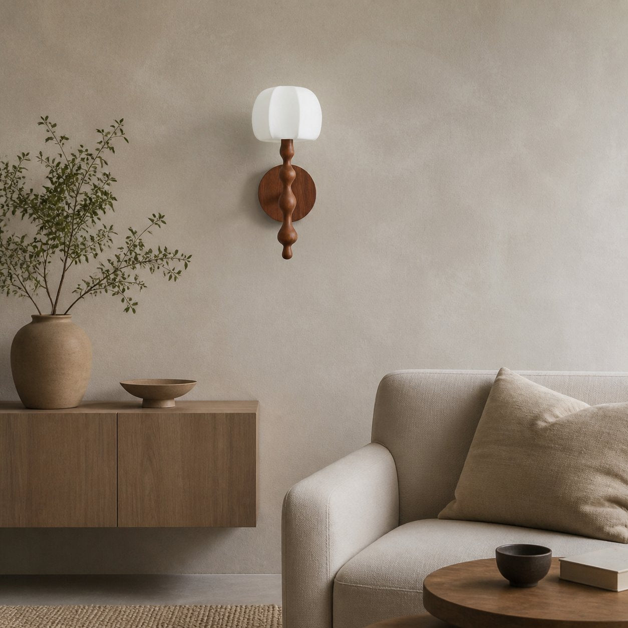 Savara Moderne Wandleuchte mit gebogenem Sockel – Sanfter, diffuser Stoffschirm für Flure und Wohnzimmer