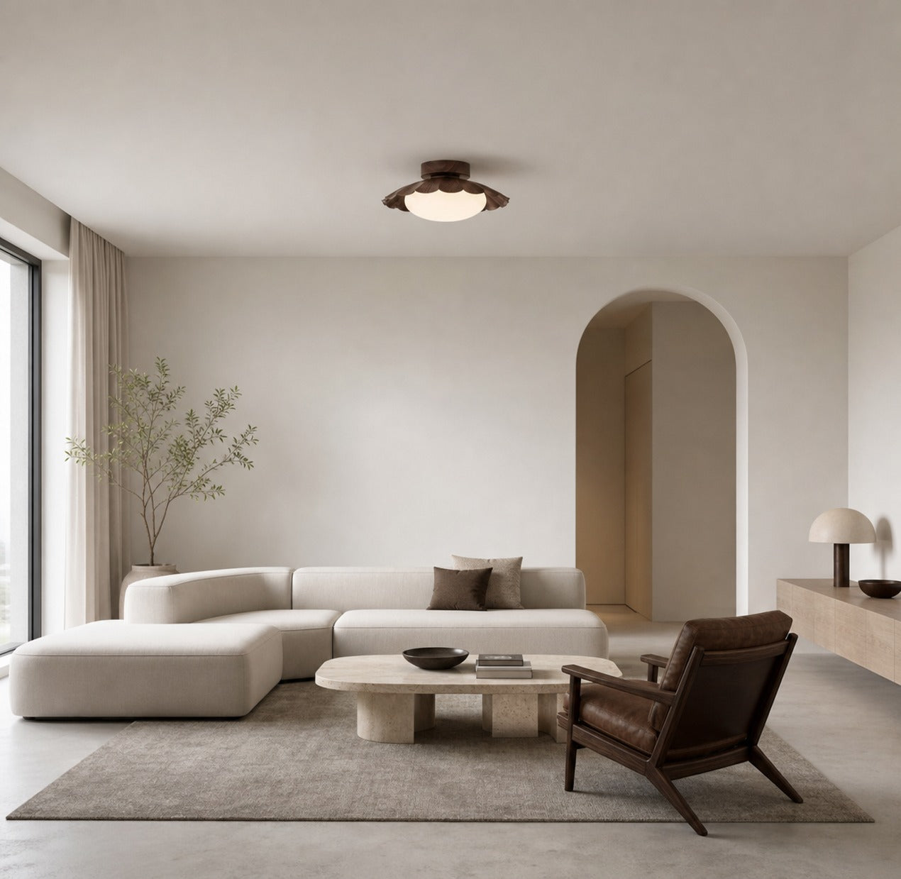 Pluvoria Modern Minimalist Scalloped Clouds Ceiling Light - Sleek Ceiling Lamp with Clean Lines