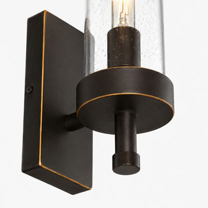 Close view of lower metal stem and wall plate