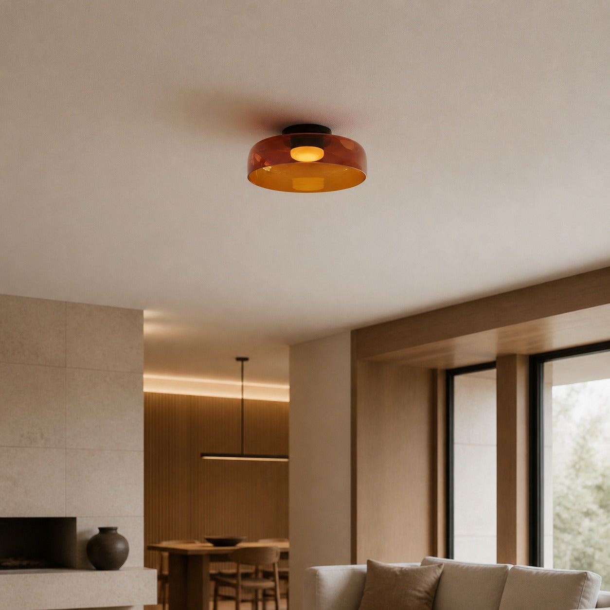 Celestial Modern Glass Ceiling Light – Nordic Design  Glass Disc Fixture for Bedroom and Dining