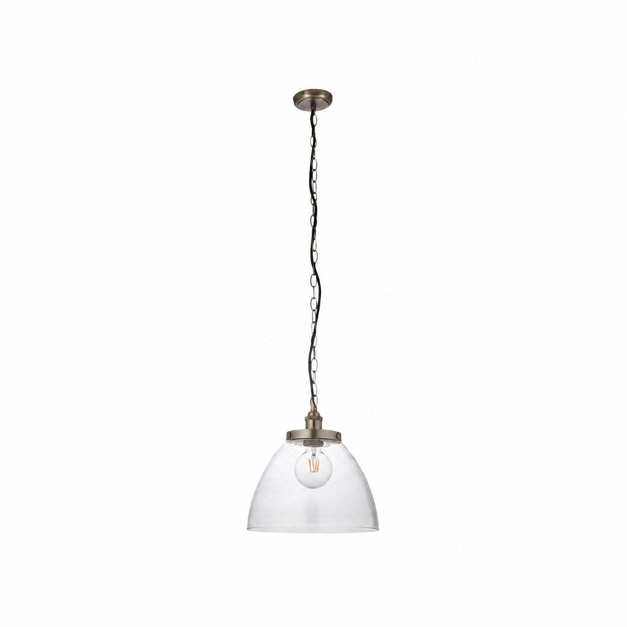 Novera Art Deco Kuppel-Hängeleuchte mit verstellbarer Höhe und Glasschirm - Wohnzimmer