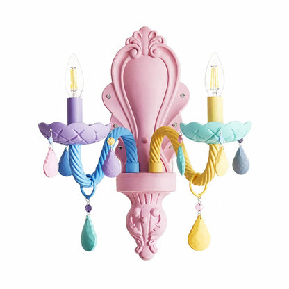 two-head colorful crystal wall sconce for children room