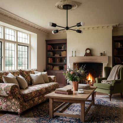 Mobilux Line Mid Century Gold Sputnik Chandelier - Geometric Brass Fixture