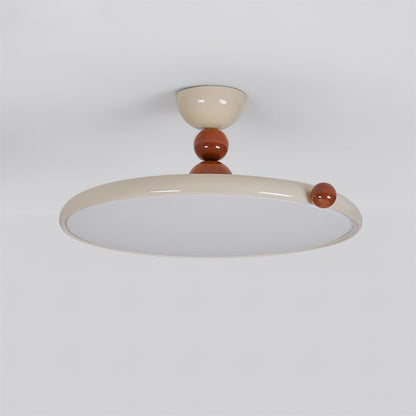 Beige Round Retro Flush Mount Ceiling Light