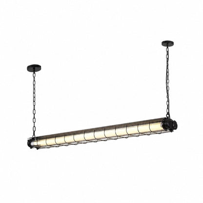 Kronleuchter aus Glas mit linearem Charakter, handgefertigt, klares Gusseisen, Metall, glatt, funkelnd