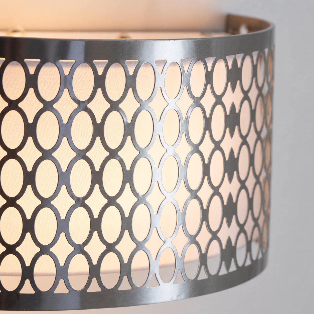 Liorin Fretwork Wall Light - Modern Curved Metal and Fabric Shade Sconce for Hallway or Bedroom