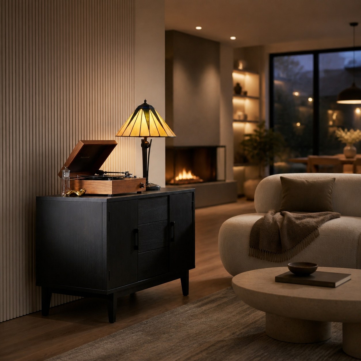TF Dark Star Tiffany Style Geometric Shade Table Lamp for Bedroom and Accent Lighting