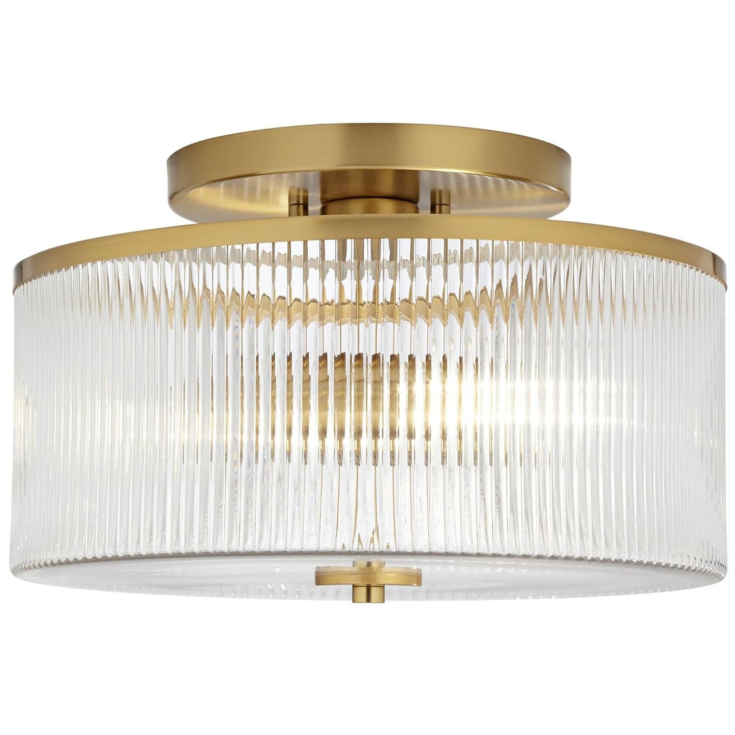 Retro Fluted Glass Drum Ceiling Light