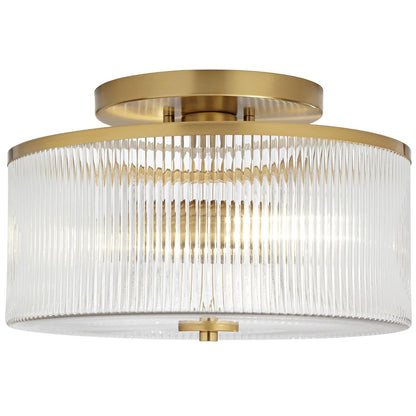 Retro Fluted Glass Drum Ceiling Light