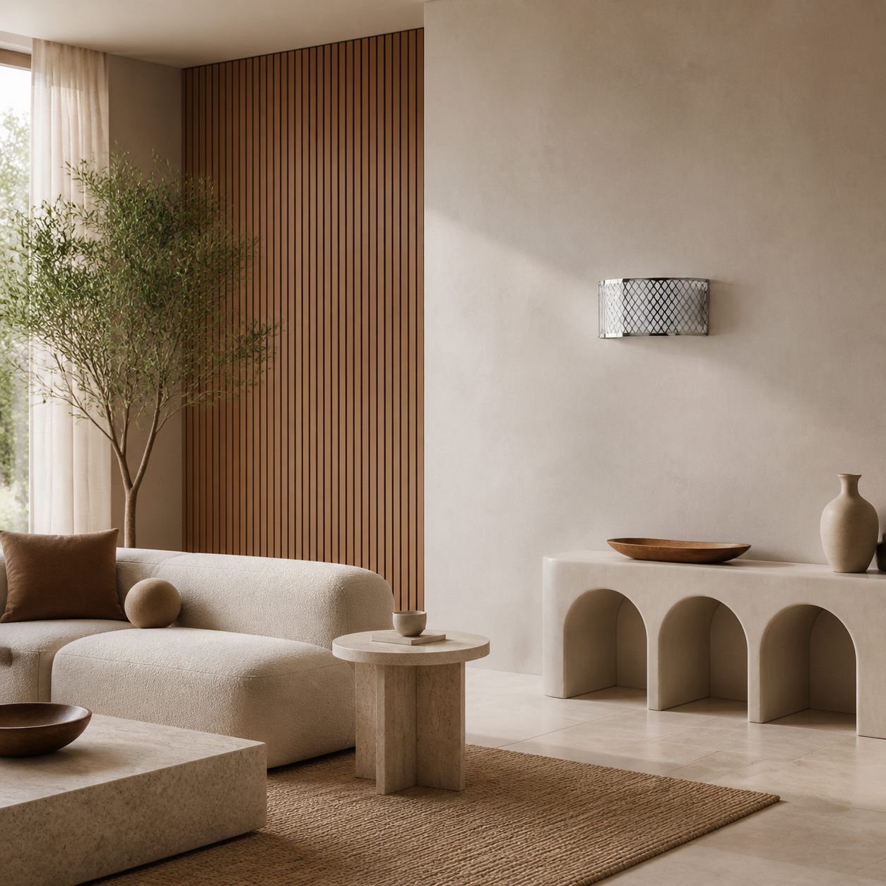 Liorin Fretwork Wall Light - Modern Curved Metal and Fabric Shade Sconce for Hallway or Bedroom