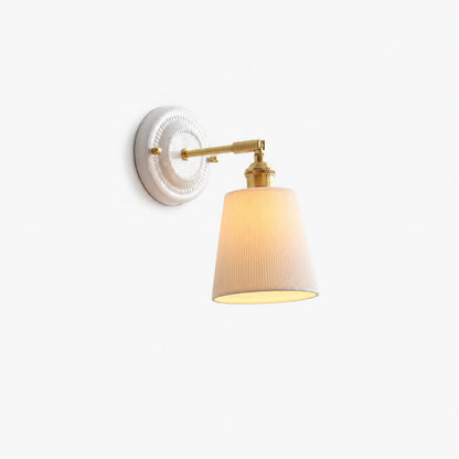 Japanische Vintage Wandlampe aus Keramik und Messing mit 1 Leuchte