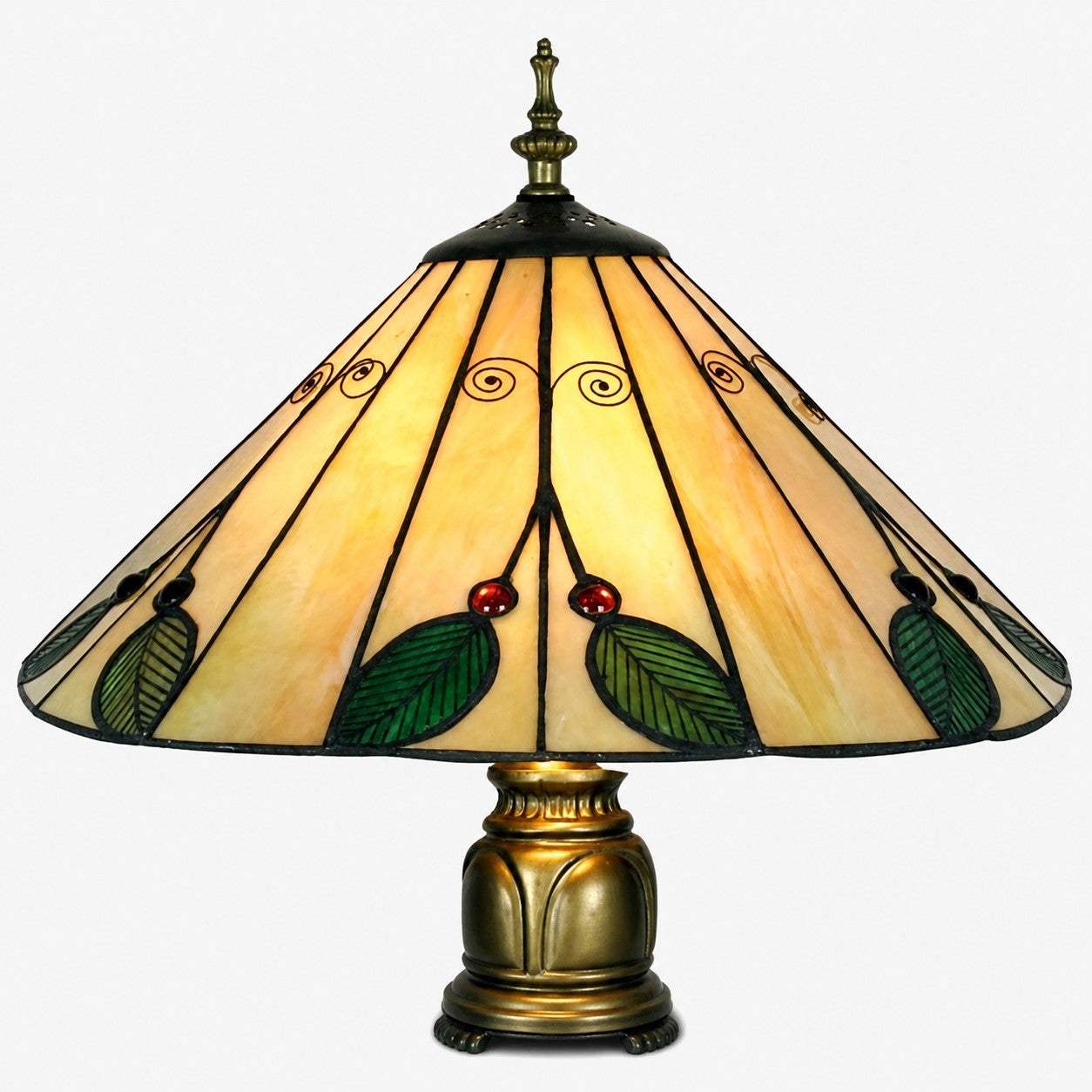 TiffStar Tischleuchte aus Kunstglas, inspiriert von der Natur – Buntglas-Blattmuster für die Wohndekoration