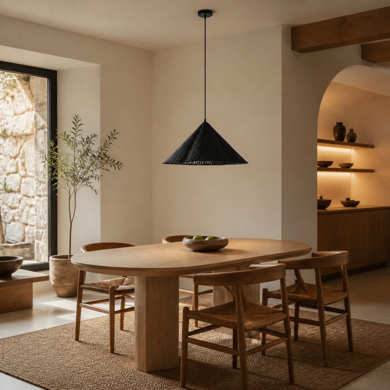 Wickara Natural Rattan Woven Pendant Light – Boho-Chic Hanging Lamp for Living and Dining