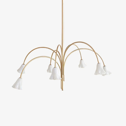 Bellina Sculptural Glass Lily Chandelier – Modern Romantic Pendant Light for High Ceilings