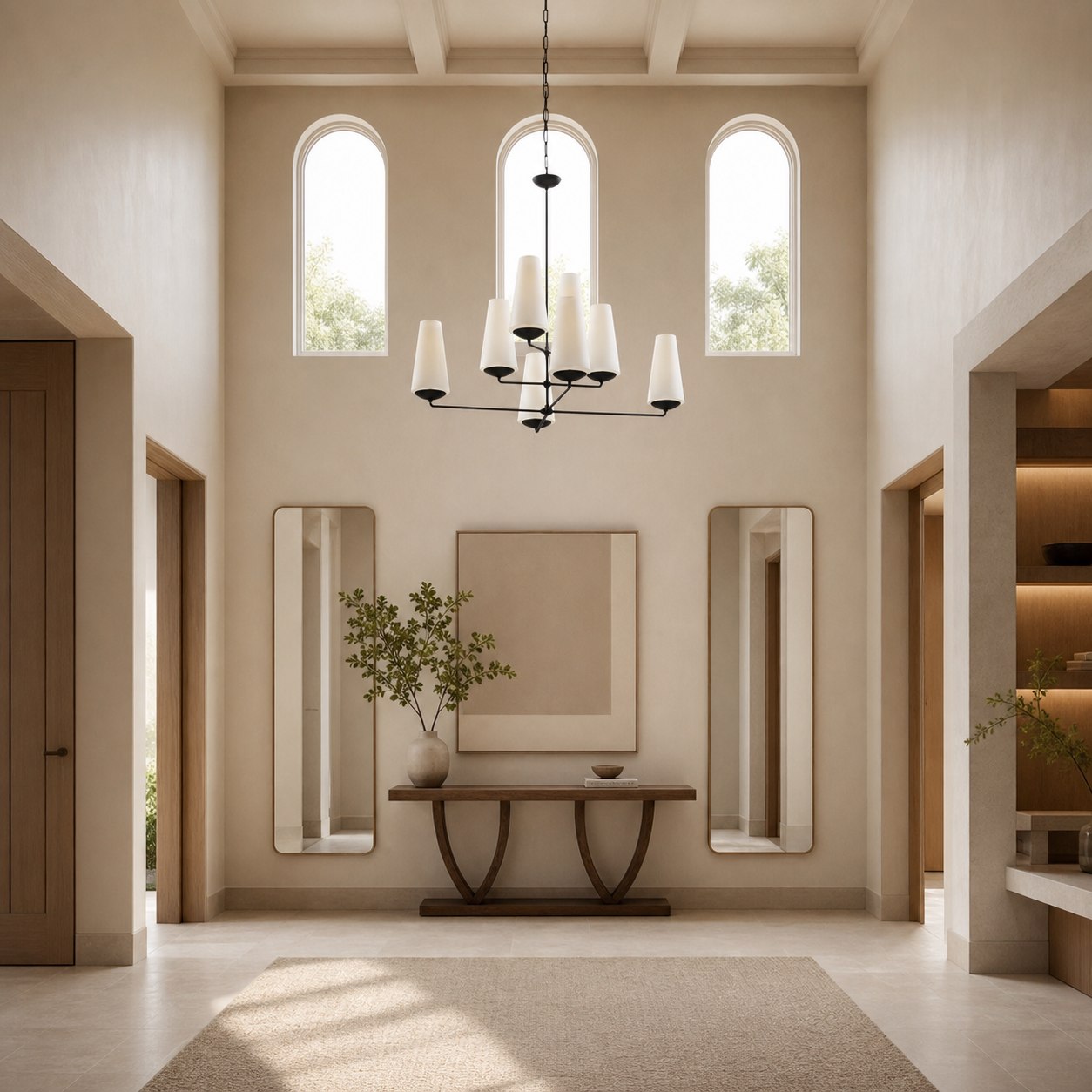 VertiFount Architectural Vertical Chandelier with Multi Light Structure for Open Interiors
