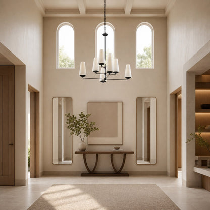 VertiFount Architectural Vertical Chandelier with Multi Light Structure for Open Interiors