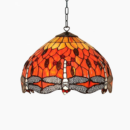 TF Dragonfly Blue Tiffany-Deckenleuchte – Jugendstil-Pendelleuchte aus Buntglas für Wohnzimmer