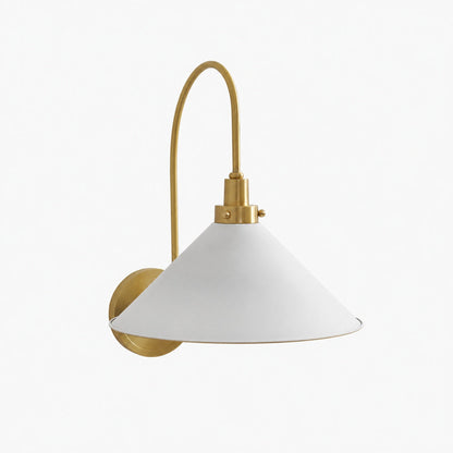 Ivoran Brass Gooseneck Wall Sconce - Curved Arm Dome Shade Light for Bedroom and Hallway