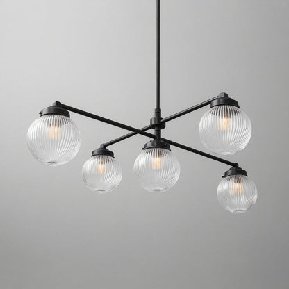 Glorica Glass Frosted Glass Globe Chandelier - Brass Modern Lighting for Living Room